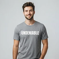 UNDENIABLE Distressed Logo Tee — Grey