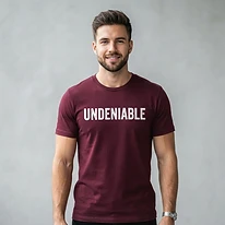 UNDENIABLE Diagonal Logo Tee — Burgundy