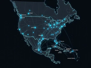 Map of Dryboat service area across North America