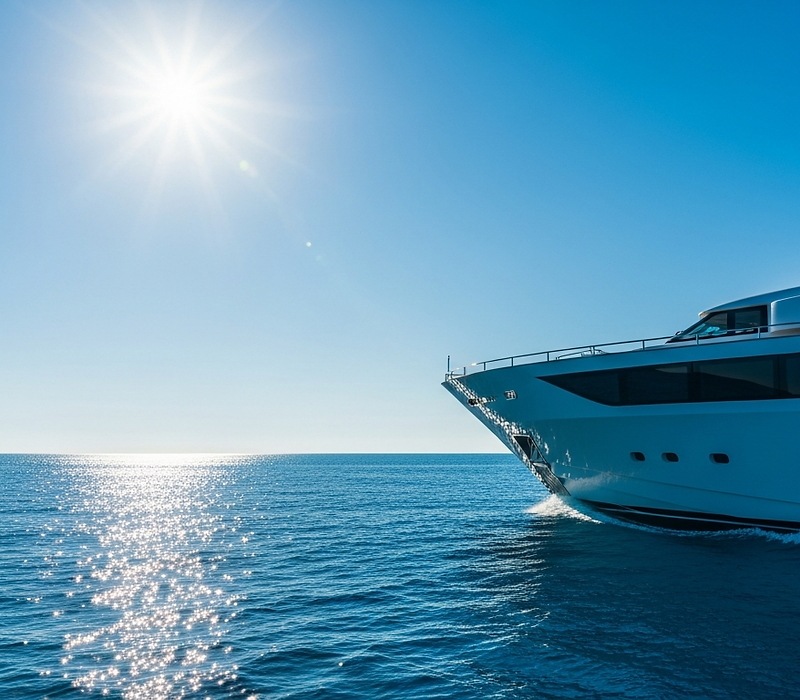 Pristine luxury yacht docked in a high-end marina