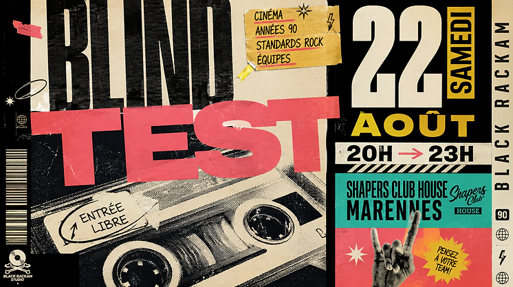 Affiche du Blind Test Blackrakam cinéma, années 90 et rock