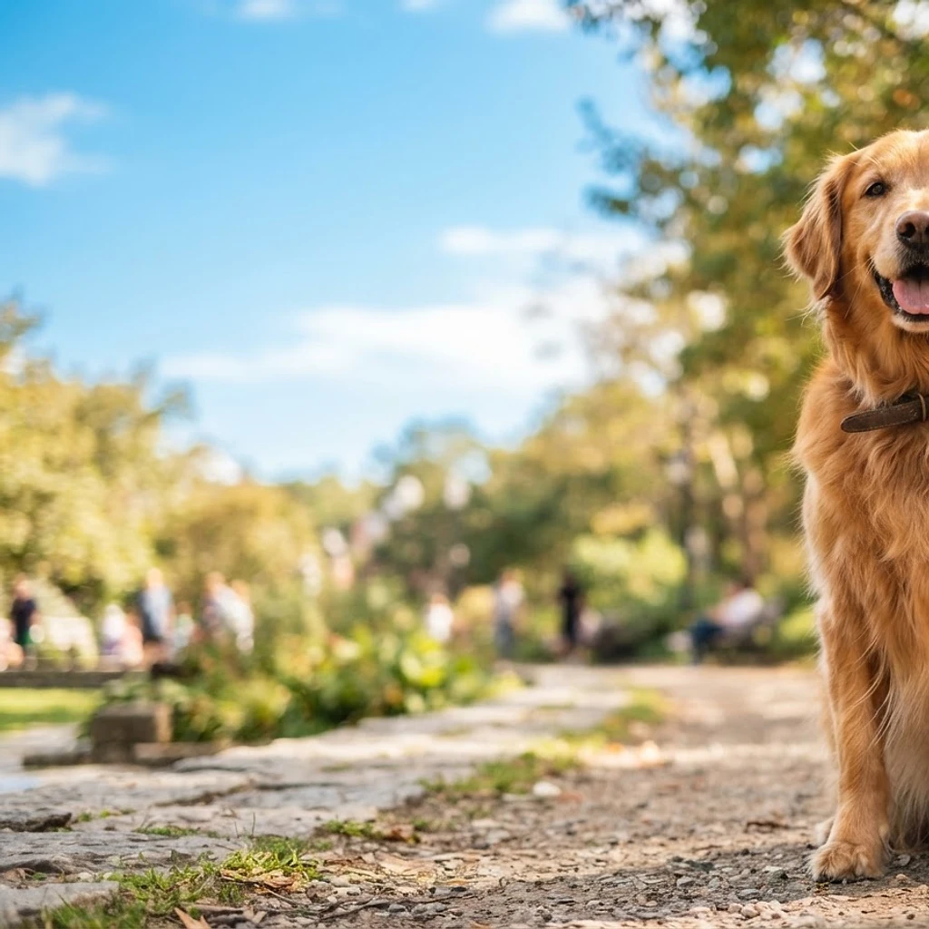 Happy golden retriever outdoors