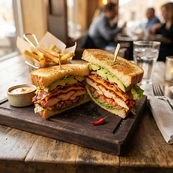 Spicy Chicken Club Sandwich at Vallarta Beer Garden