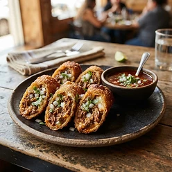 Birria Egg Rolls (6 halves) at Vallarta Beer Garden