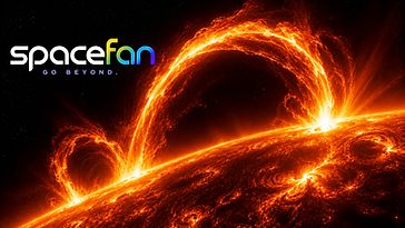 A solar coronal loop glowing on the surface of the Sun.