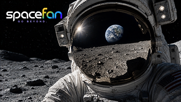 An astronaut standing on the surface of the Moon.