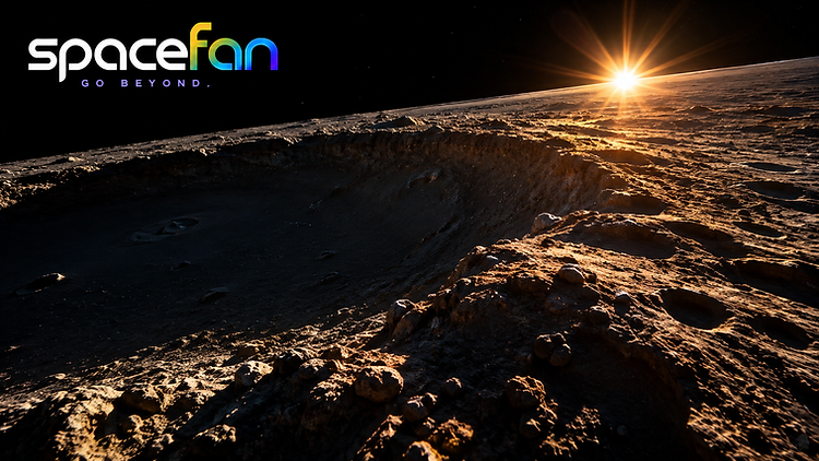 A lunar crater on the surface of the Moon.
