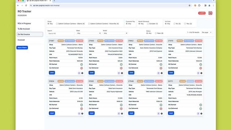 Quantum RO Tracker dashboard