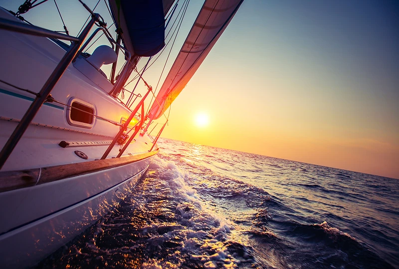 Sailboats docked on calm water