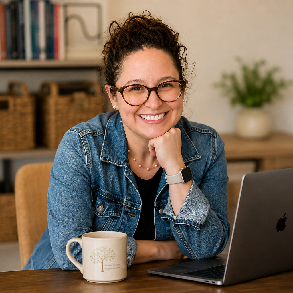 Niki at her desk, Mighty Oaks educational consultant, ready to help your family