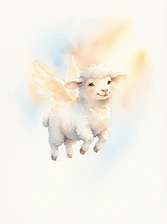 A friendly floating lamb mascot