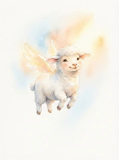 A friendly floating lamb mascot from My Best Friend