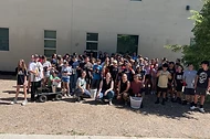Students lined up at program site