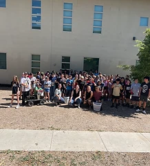 Students lined up at program site