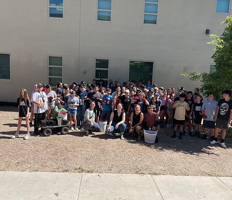 Students lined up at program site