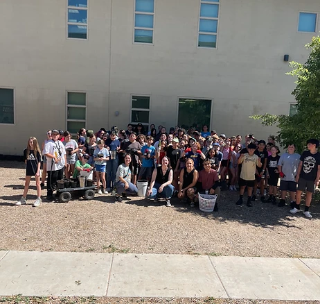 Students lined up at program site
