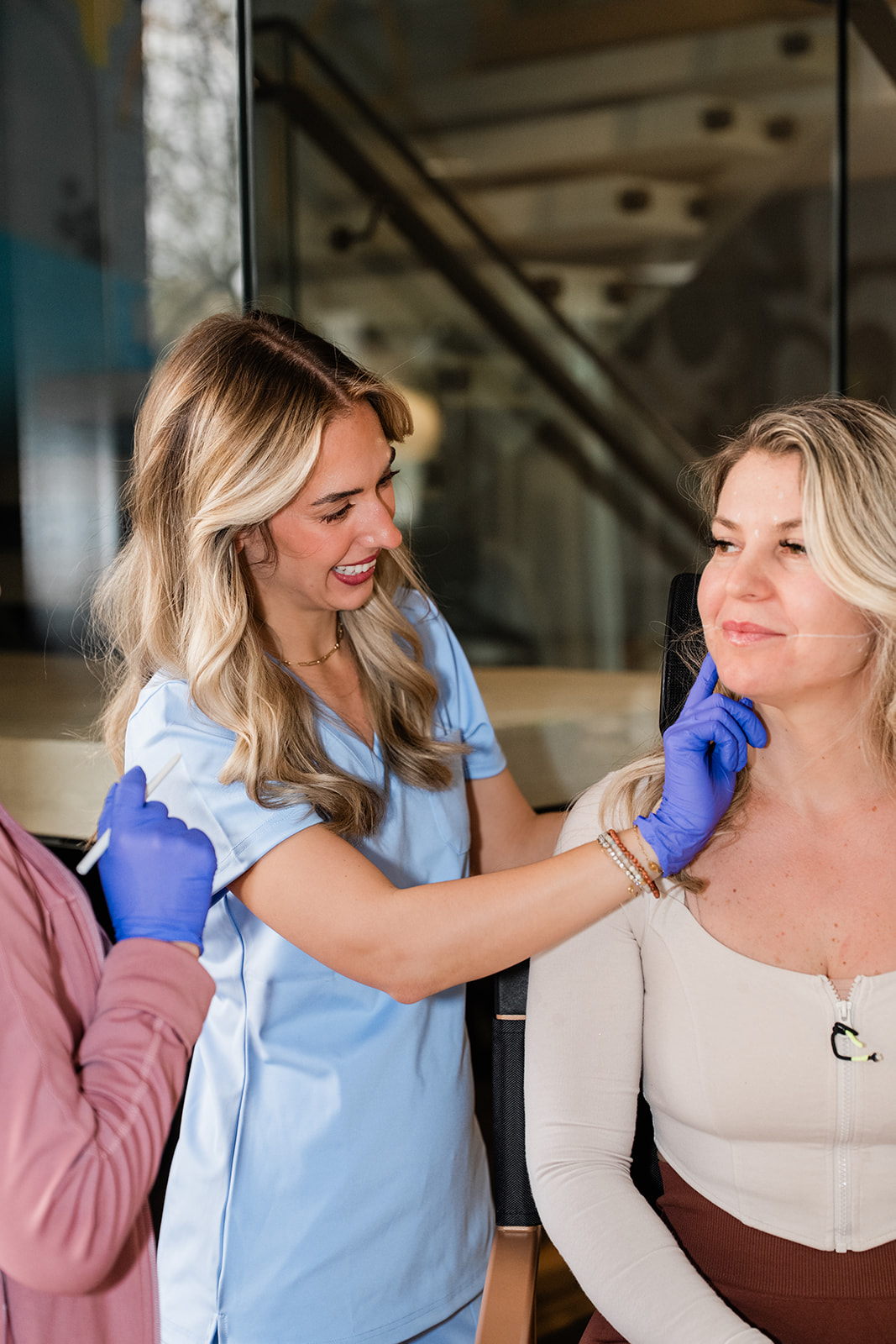 Mackenzie marking a patient's treatment area