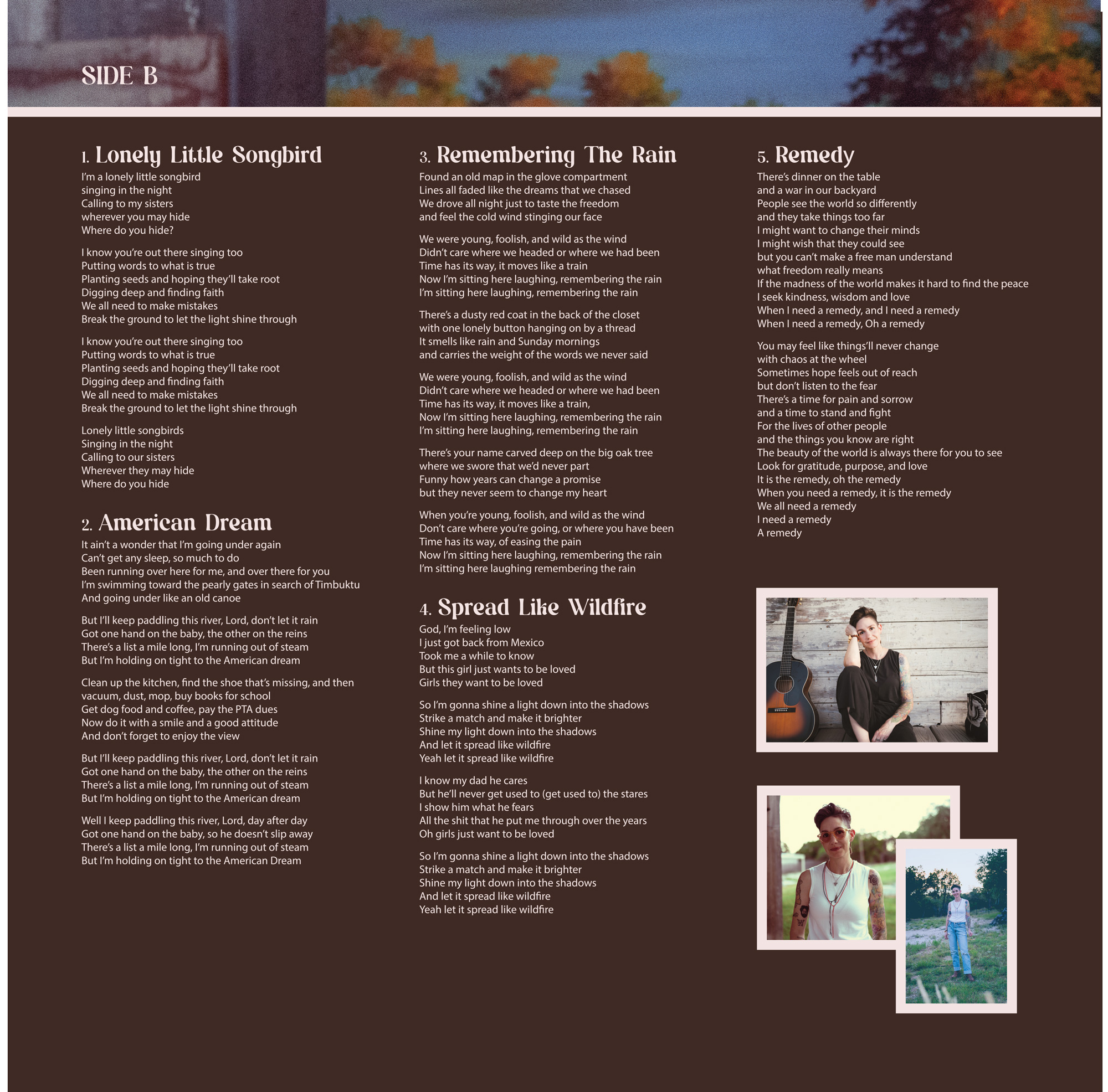 Where I Am Today liner notes, Side B