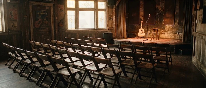 An intimate listening room before a show