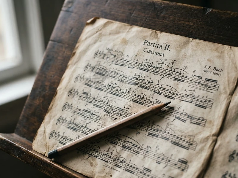 Marked violin score and practice materials