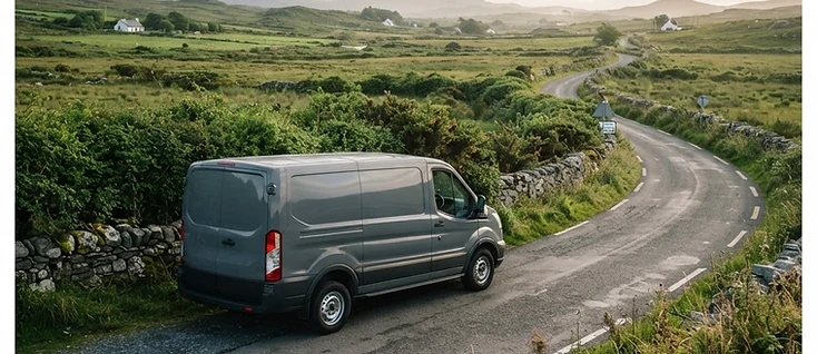 O'Boyle Transport van on a road in the west of Ireland