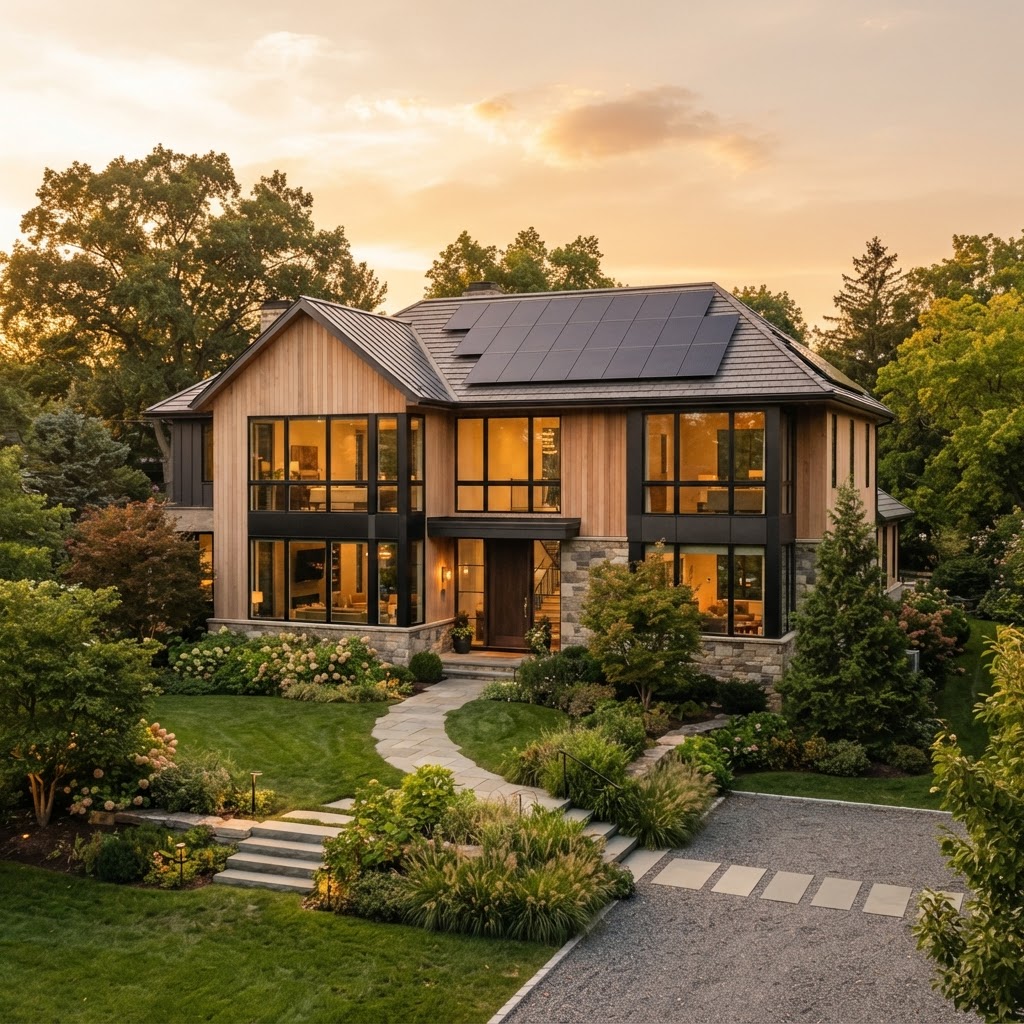 Casa con paneles solares