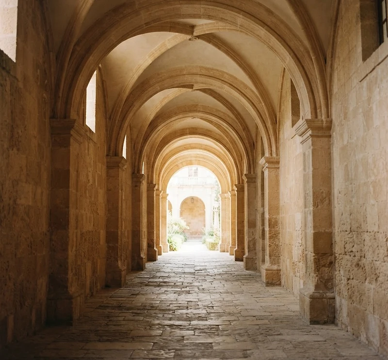 Architectural corridor with natural light and depth