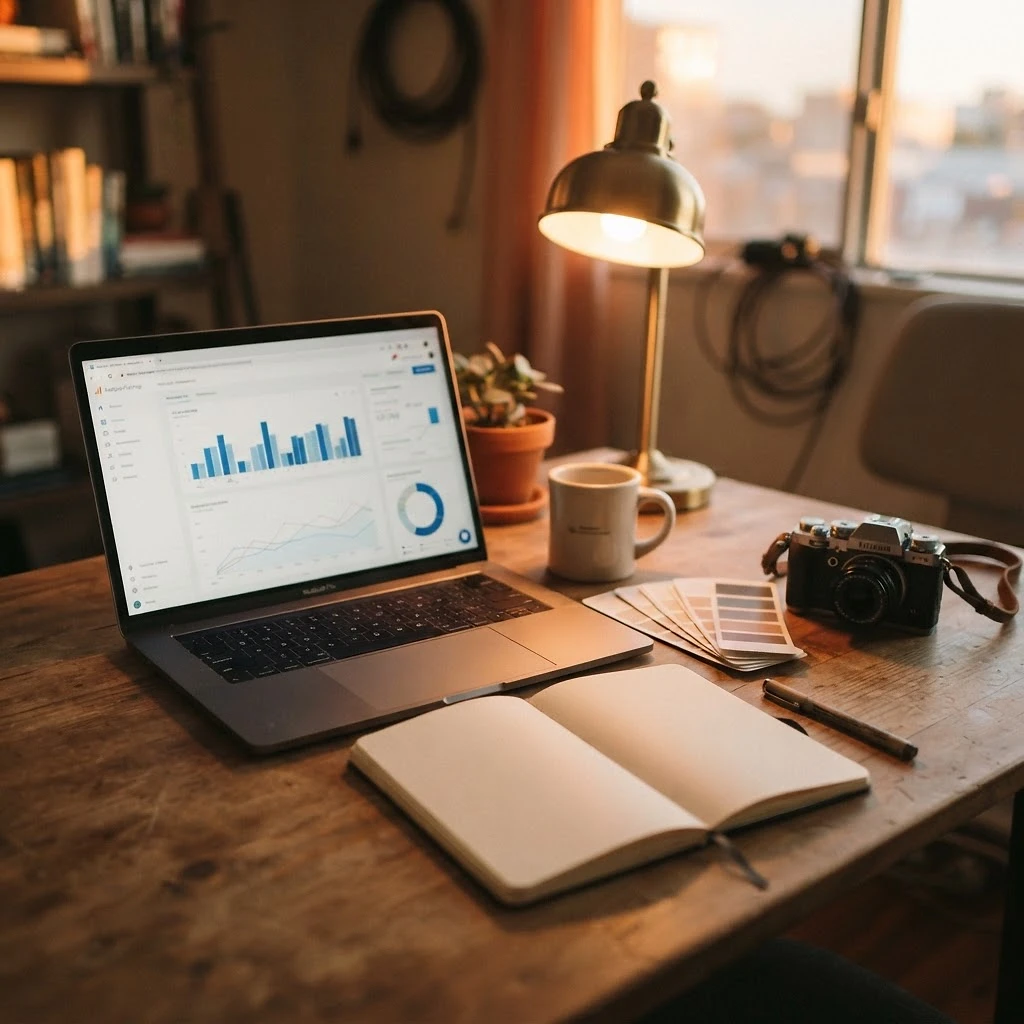 A marketing workspace