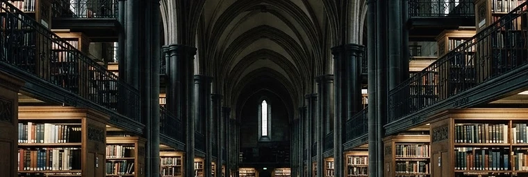 Monumental academic library interior