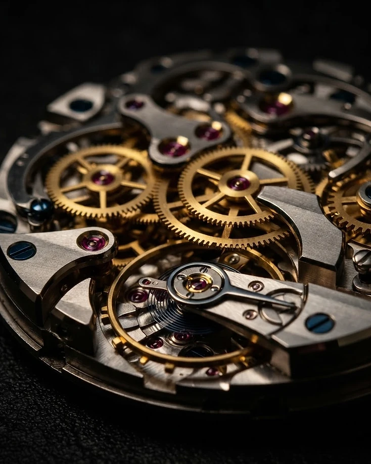 Macro detail of a precision mechanical movement