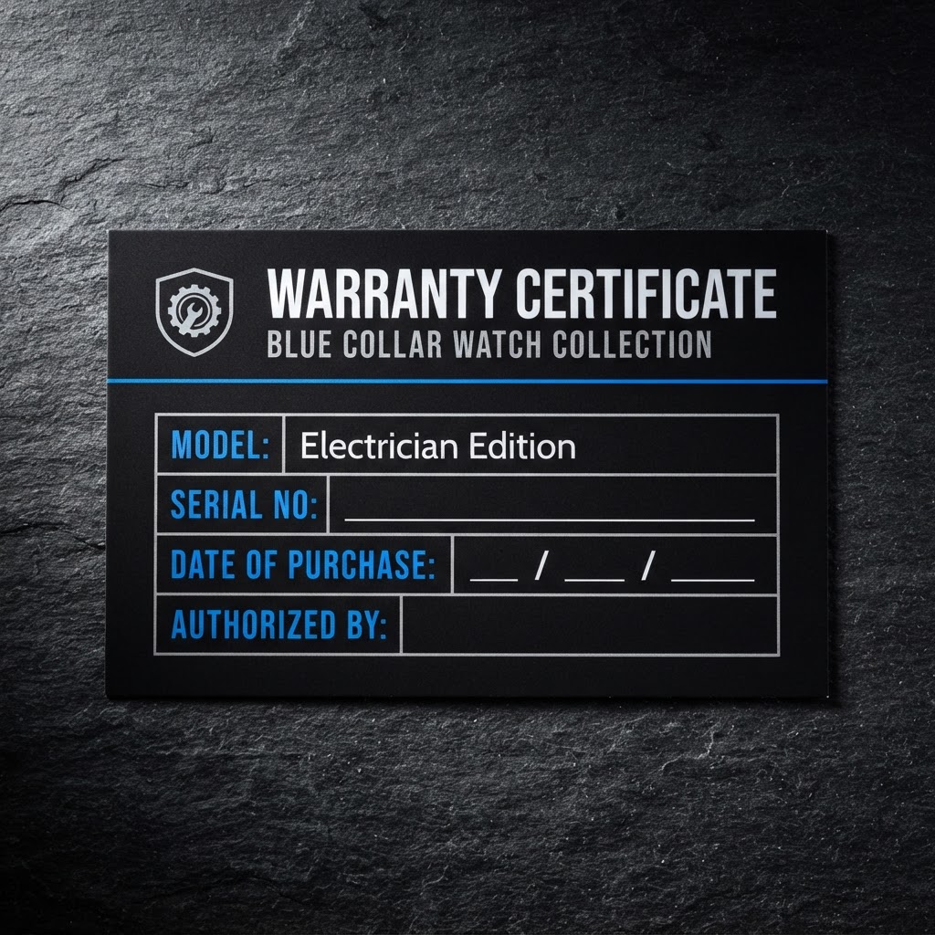 Blue Collar Watch Collection warranty card example