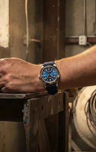 Blue Collar Watch on the wrist — built for the job site.
