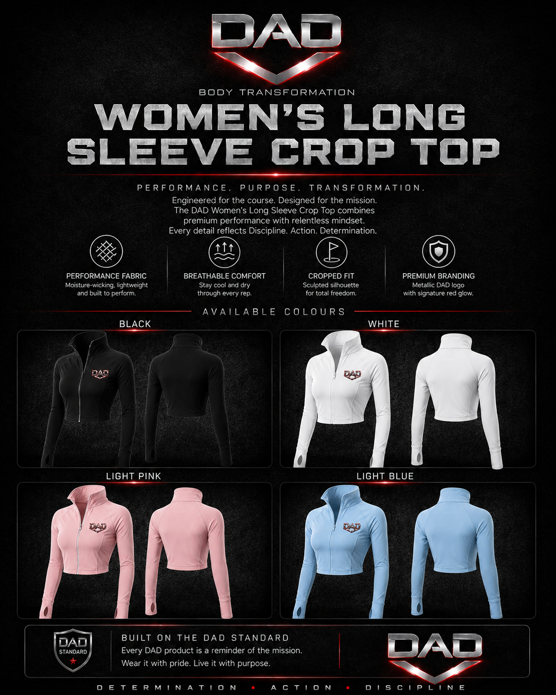 Women's Long Sleeve Crop Top