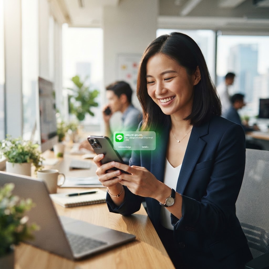 亞洲專業人士收到 LINE 即時通知