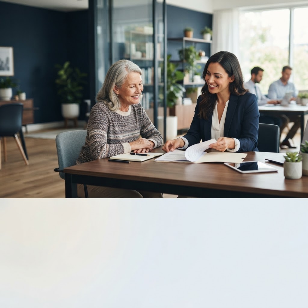 Insurance agent with client