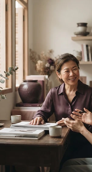 Business owner in conversation with a client