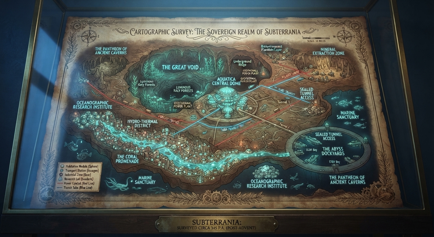 Cartographic Survey — The Sovereign Realm of Subterranea, underground cavern realm