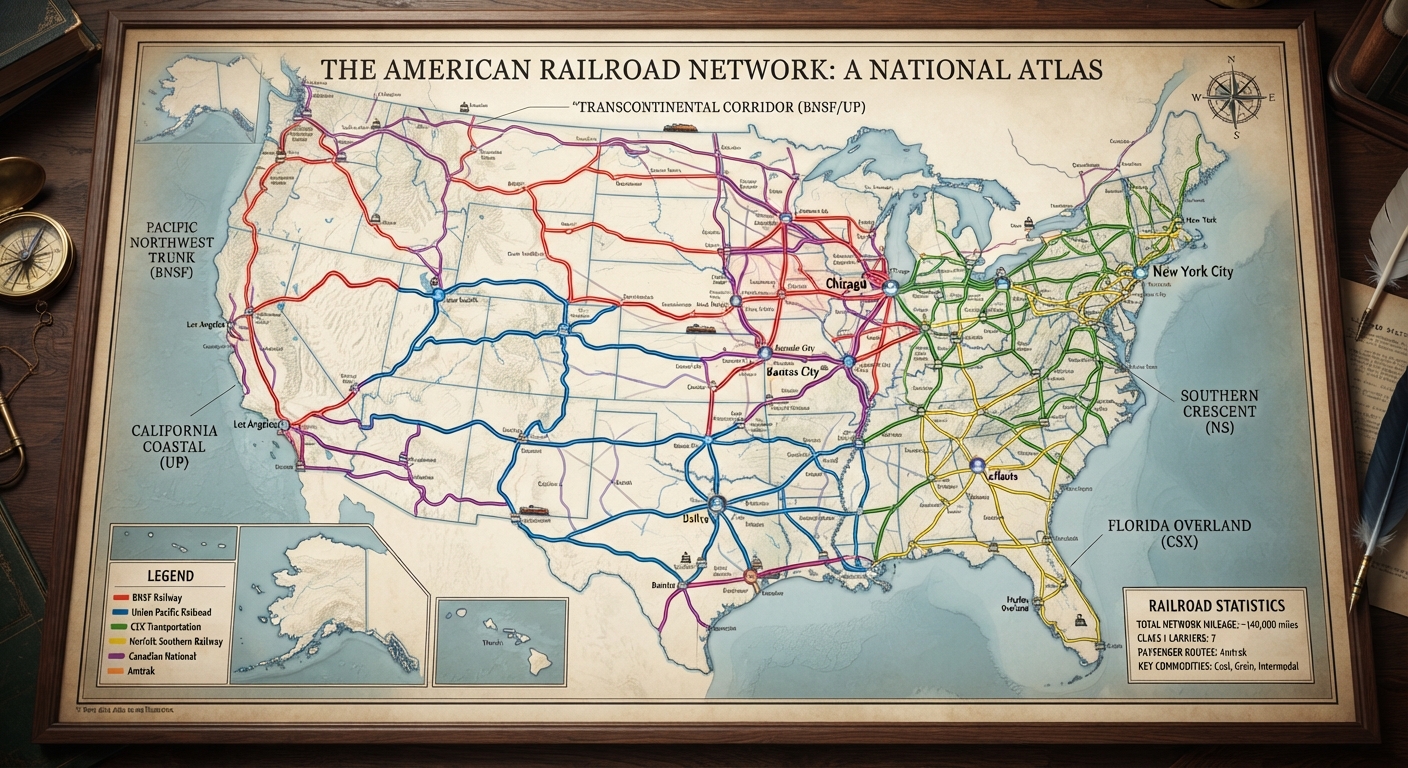 The American Railroad Network — a national atlas of rail corridors by operator