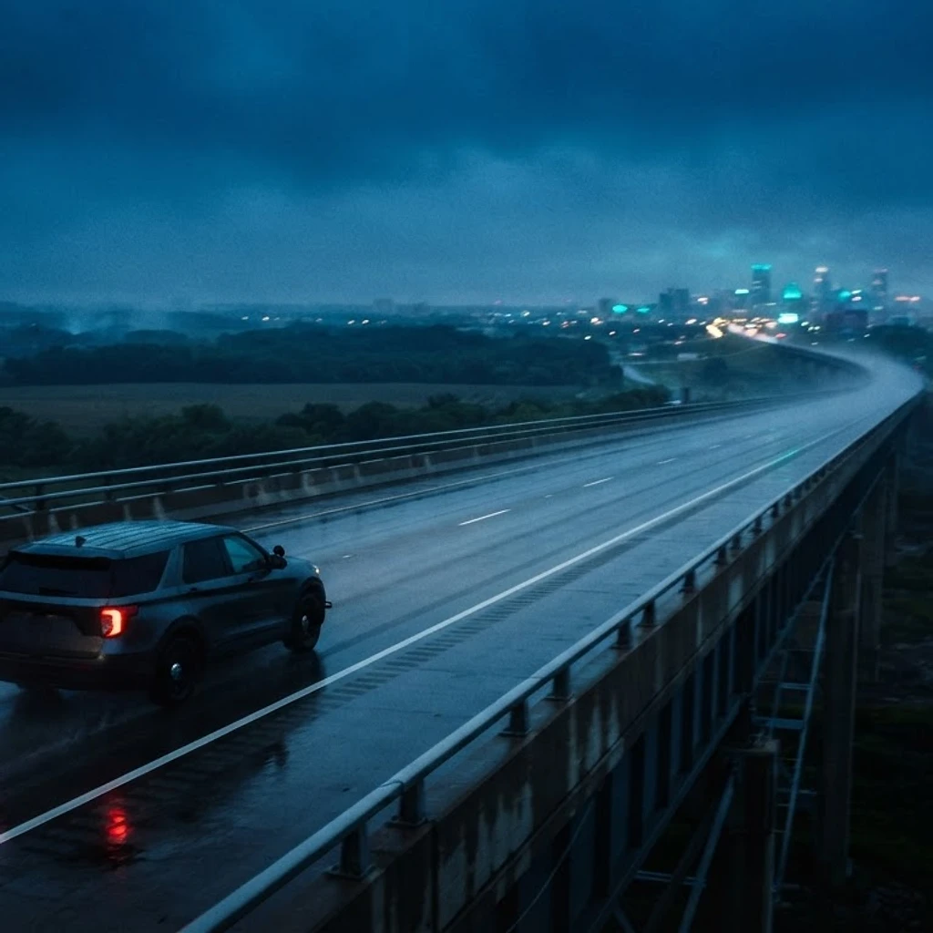 Highway at twilight across Iowa