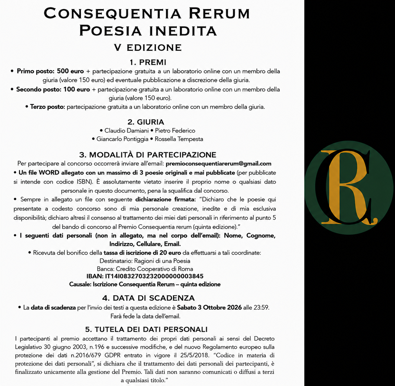 Bando del concorso
