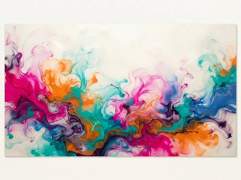 Abstract flowing ink swirls in Grafaki brand colours