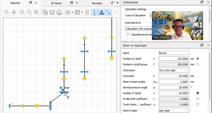 Gear engineering software interface used in the design classes