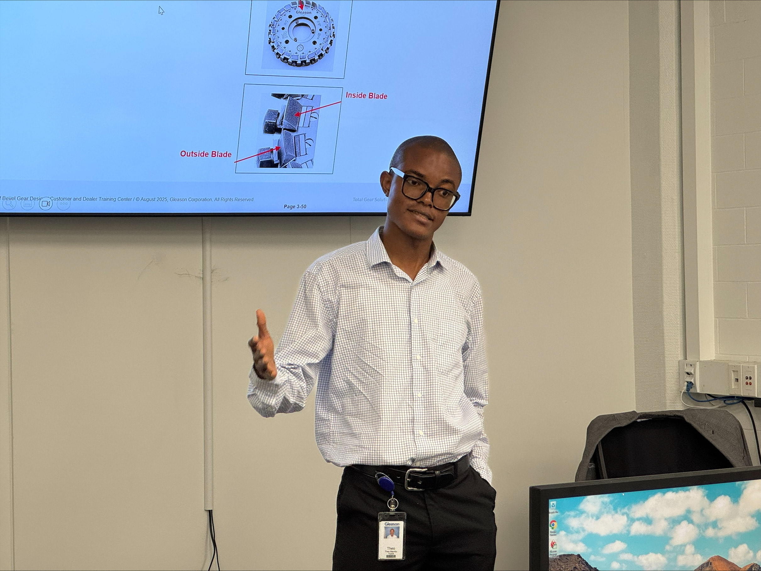 Theo Mambu, gear design instructor, in the training center