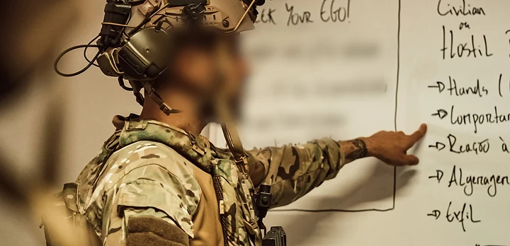 CQB tactical training in a concrete corridor