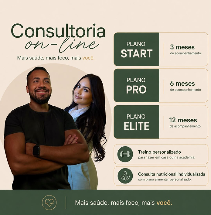 Consultoria on-line — planos de acompanhamento com a Camila e o Tales