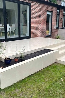 Raised Tiled Patio & Garden Steps