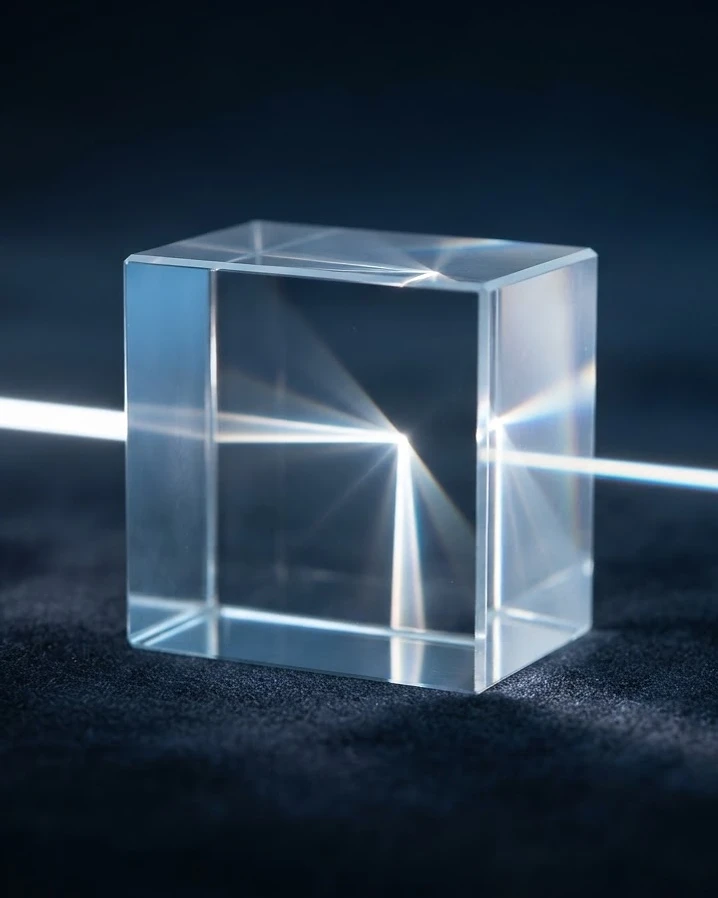 Glass prism refracting light into perfect angles