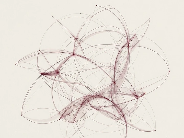 Layered translucent human forms within a measured field — human complexity as the company's subject.