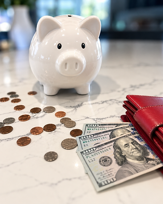 Financial essentials: piggy bank, wallet, and savings