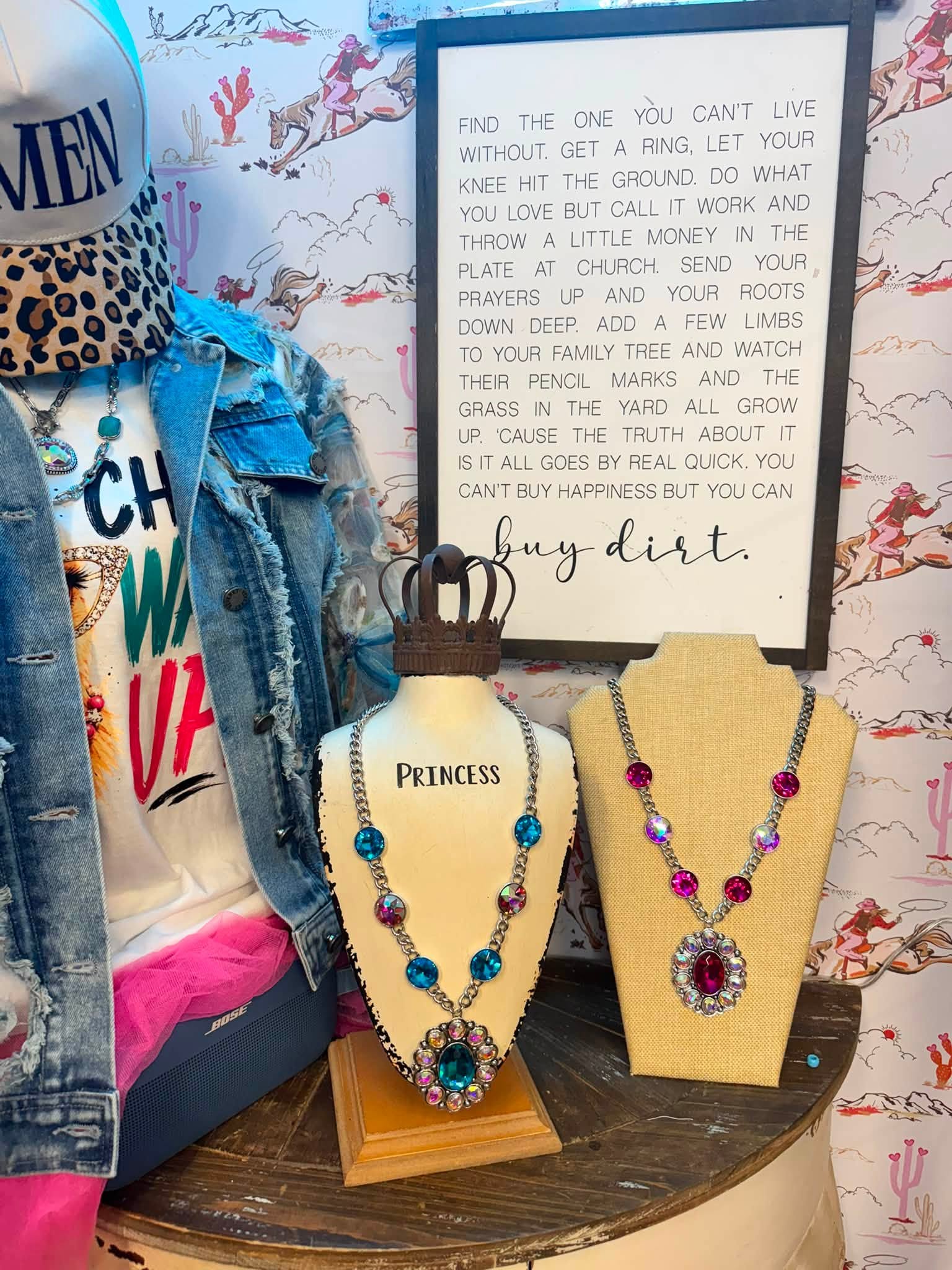 Rustique Charm jewelry and apparel display